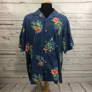 Tommy Bahama Hawaiian Shirt Floral 100% Silk